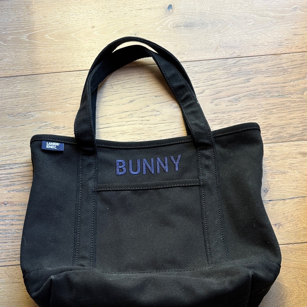 Lands' End Midnight Canvas Tote with Embroidery